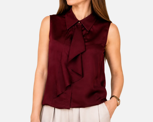 Black Ruffle Bow Blouse & Wide-Leg Trouser Set