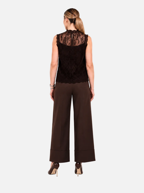 Yellow Lace Top & Wide-Leg Trouser Co-ord Set