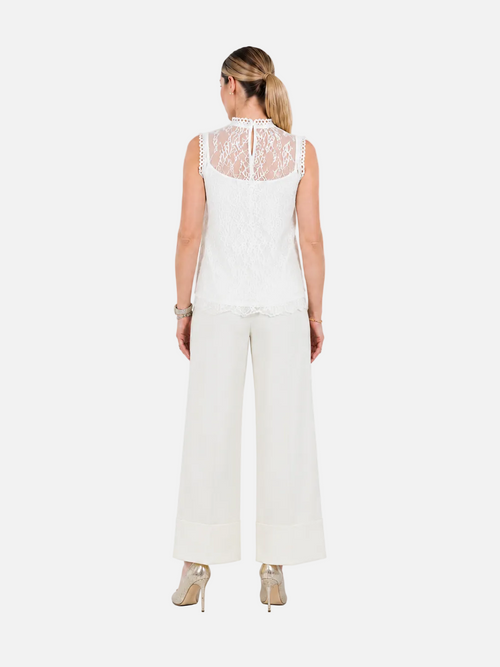 Yellow Lace Top & Wide-Leg Trouser Co-ord Set