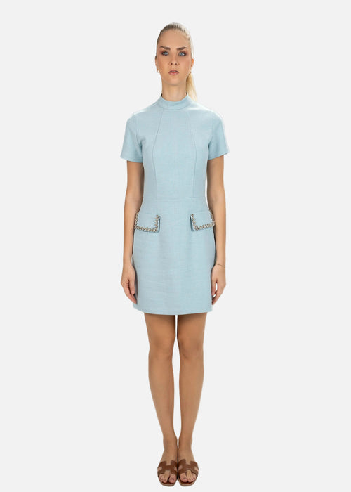 Elegant Light Blue Mini Dress